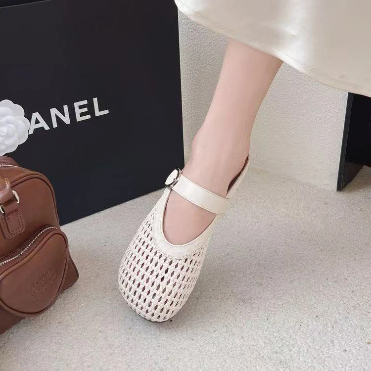 2025新款平底镂空女夏外穿包头半拖鞋懒人一脚蹬网红百搭休闲凉拖