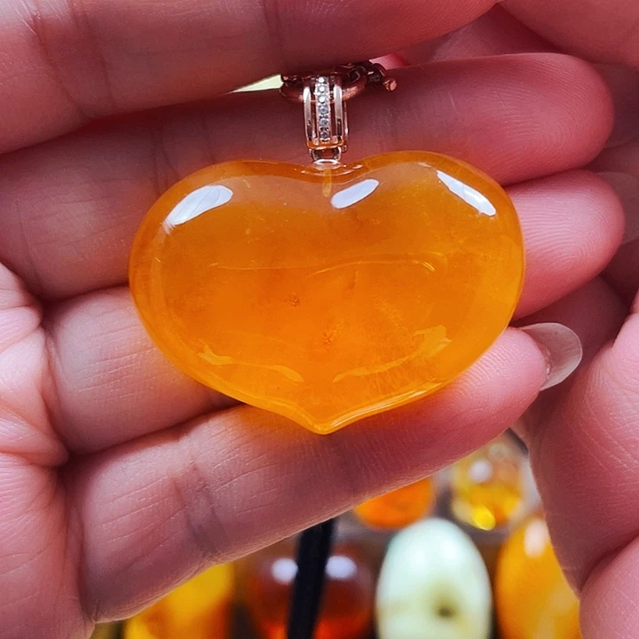 琥珀银S925镶嵌裸石吊坠