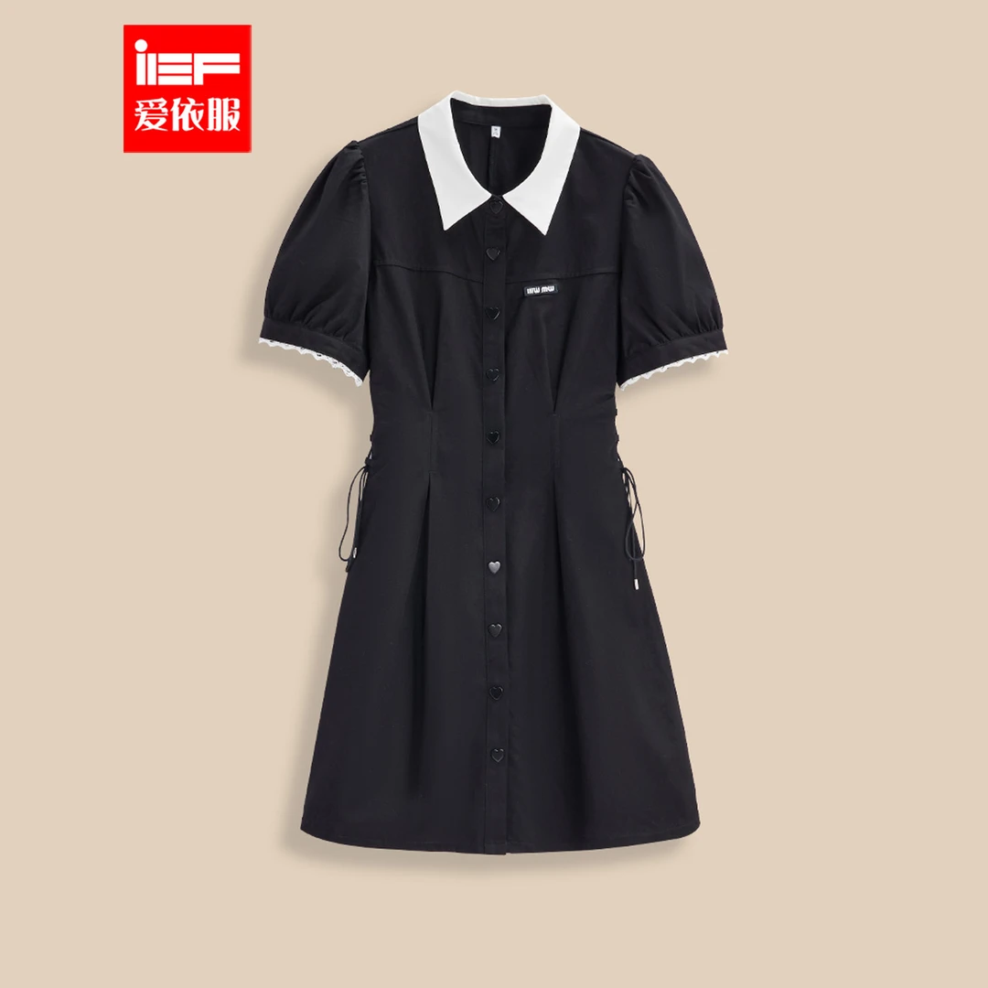 IEF/爱依服2025夏季新款复古MIU系美高学院风设计感显瘦连衣裙