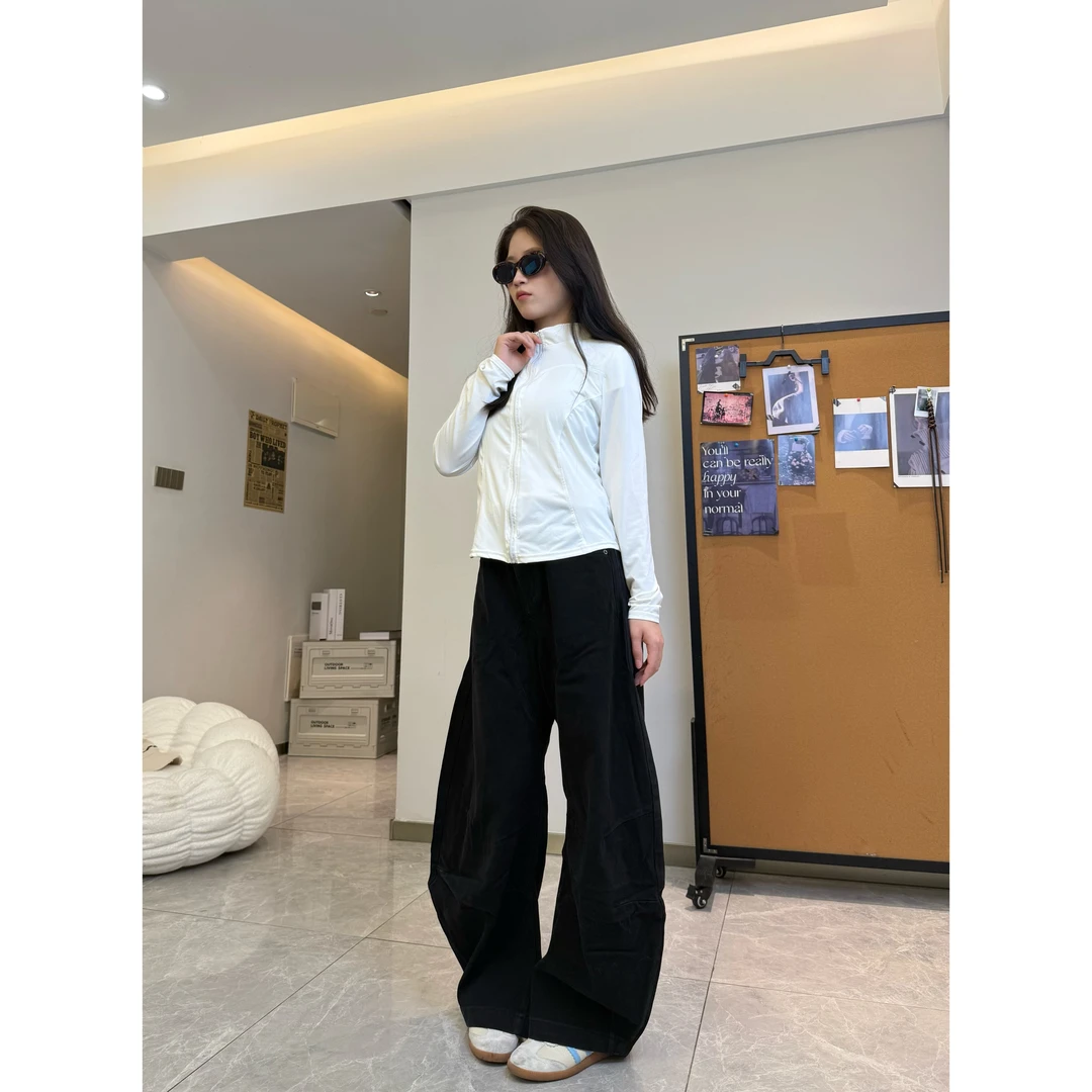 美式夏季复古弯刀阔腿宽松显瘦休闲牛仔裤cleanfit拖地男女长裤05