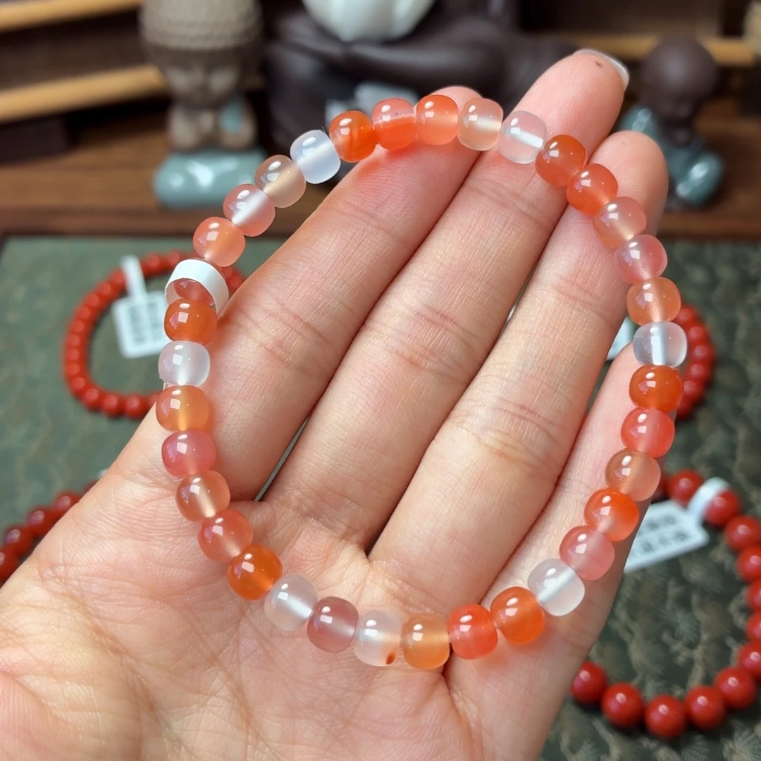 南红玛瑙未镶嵌手串保山原矿南红小庄多宝卡6+