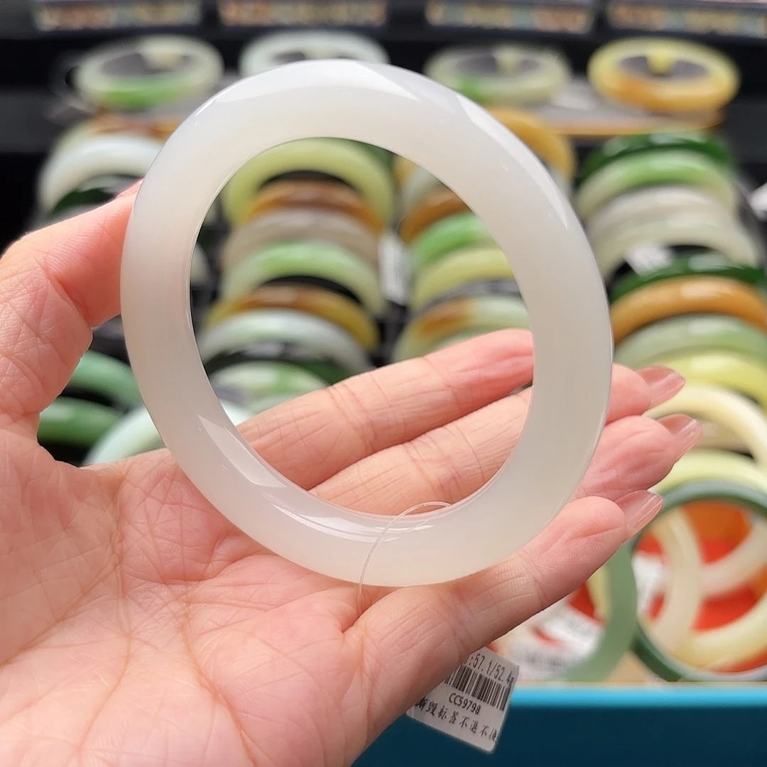 和田玉未镶嵌手镯高冰白月光 万内推荐57.1