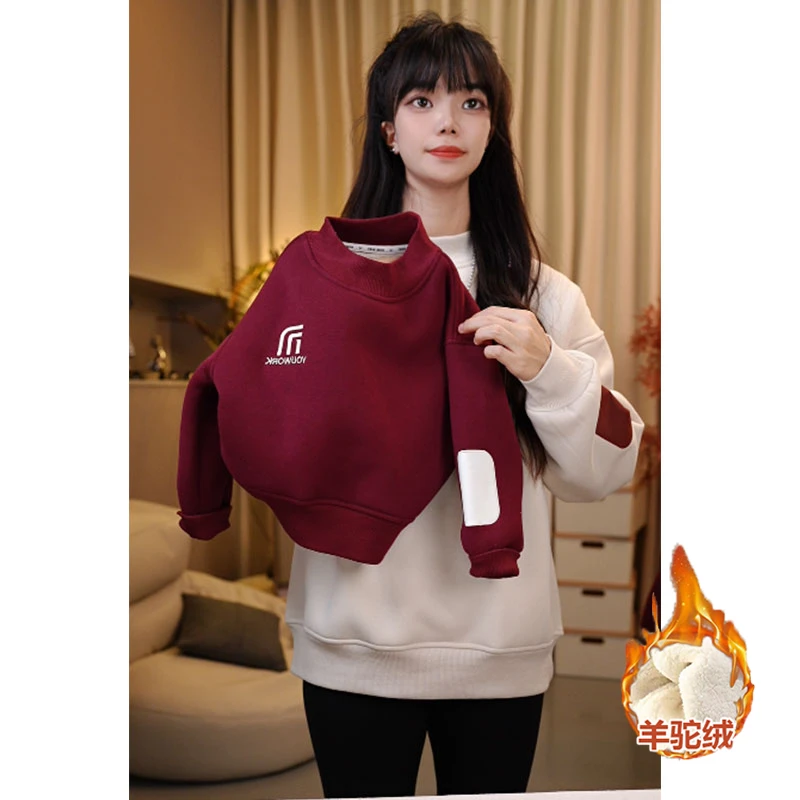 清货不补加厚羊驼绒冬季加绒加厚儿童卫衣中大童洋气冬季保暖