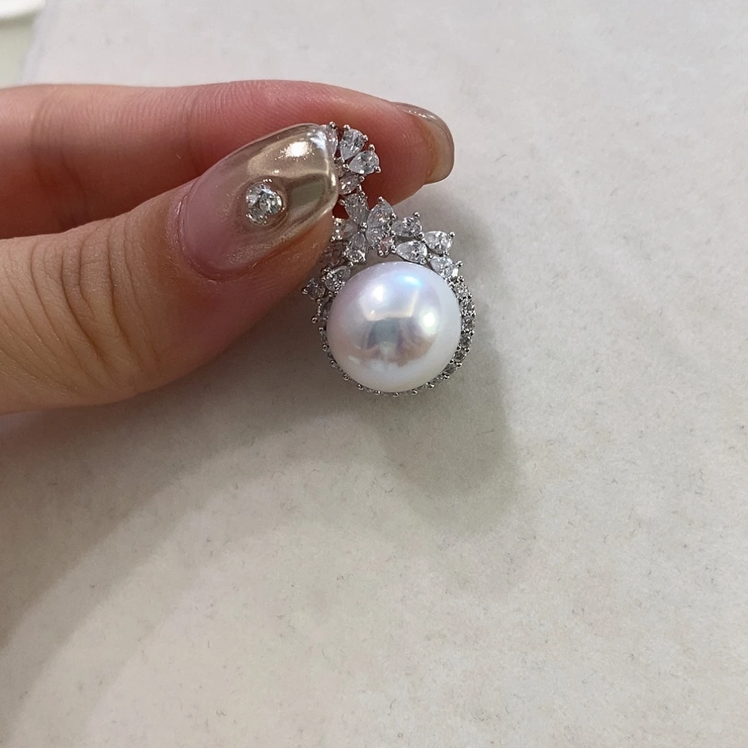 银S925镶嵌淡水珍珠吊坠12-13