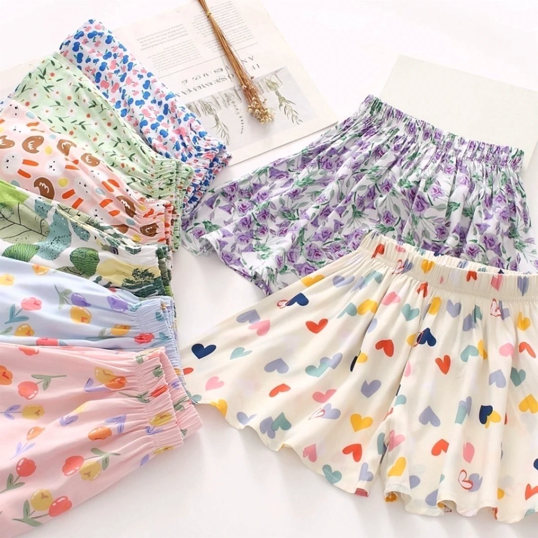 儿童碎花裤裙女童短裤宽松休闲夏季清凉小女孩沙滩裤裙短裙阔腿裤