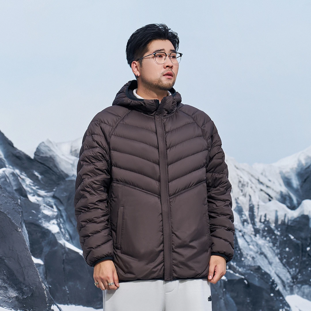 【90鹅绒】森老板大码高级感冬季御寒保暖外套双面可穿连帽羽绒服