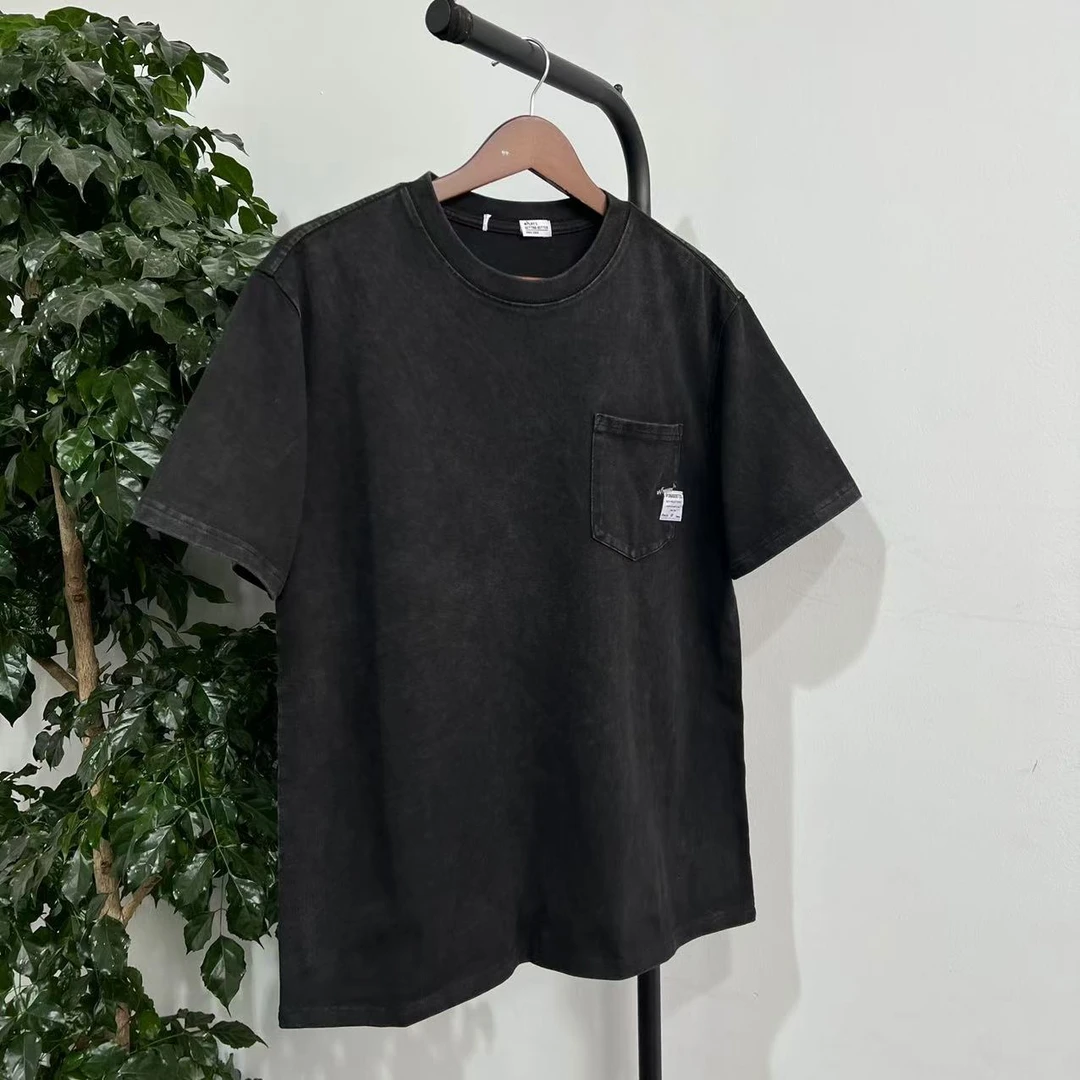 [M-20]【N】25新款夏季情侣款胸前小口袋休闲圆领短袖T恤 E30BK