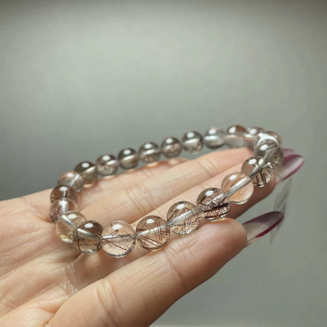 天然彩发晶单圈手链