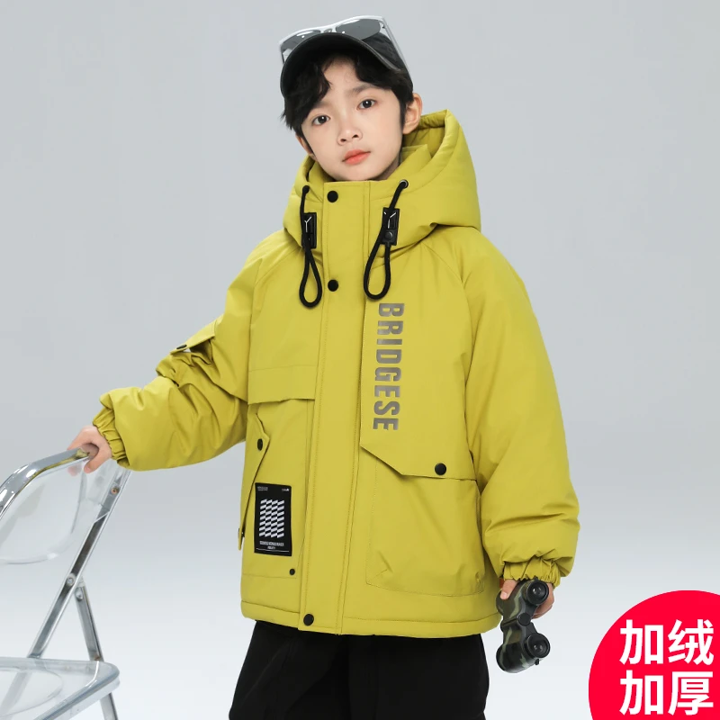 男童棉服冬季2025新款加厚加绒派克服中大童男孩儿童冬装棉袄外套