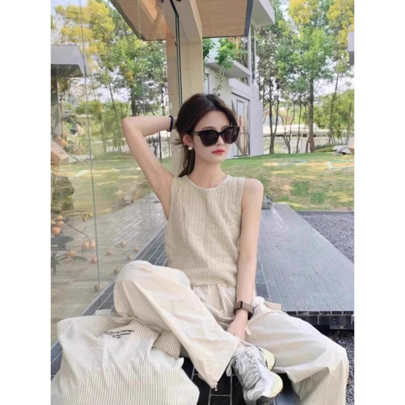 港风内搭冰丝工字无袖吊带背心女夏季外穿短款高级感坎肩上衣薄款