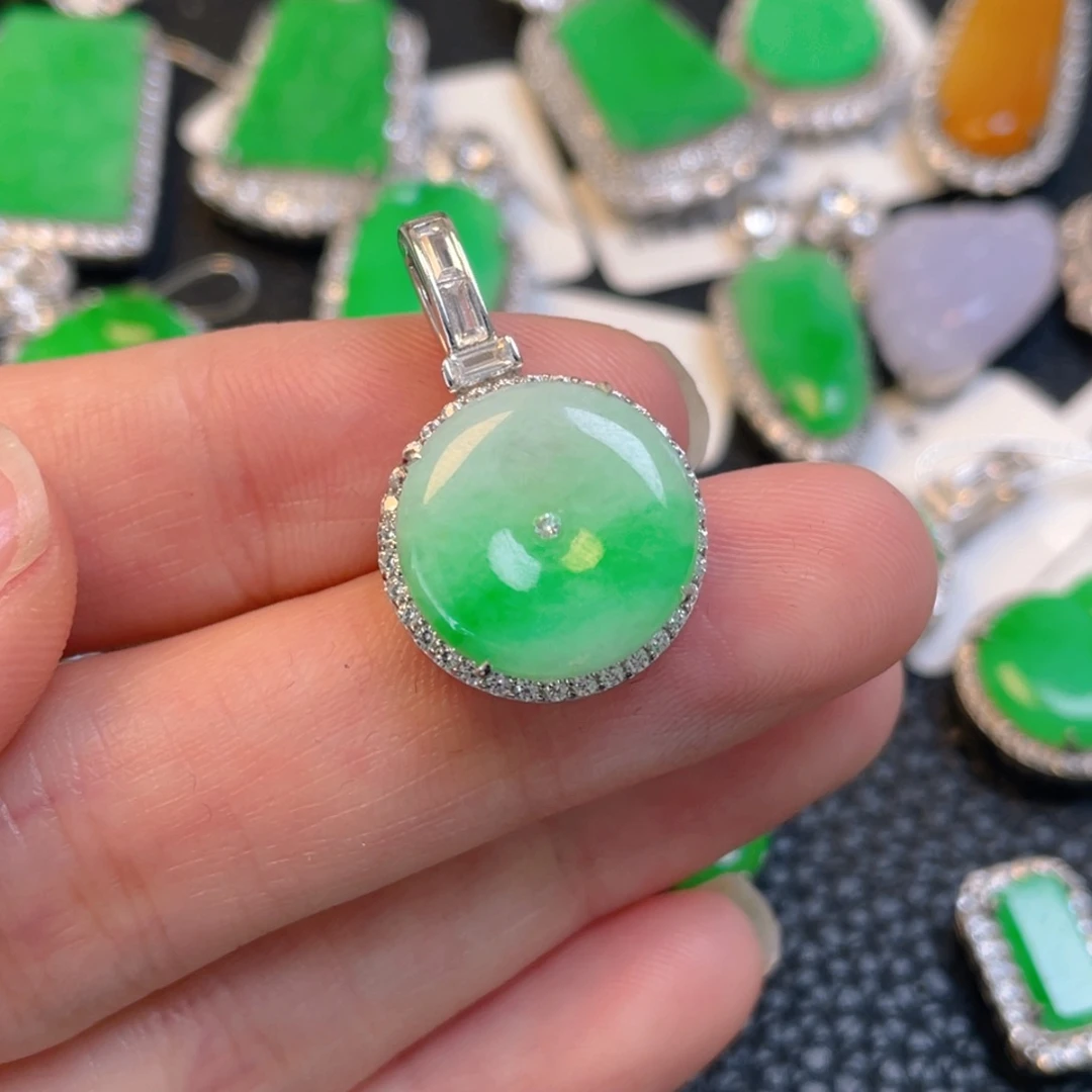 翡翠银S925镶嵌吊坠(不含链)