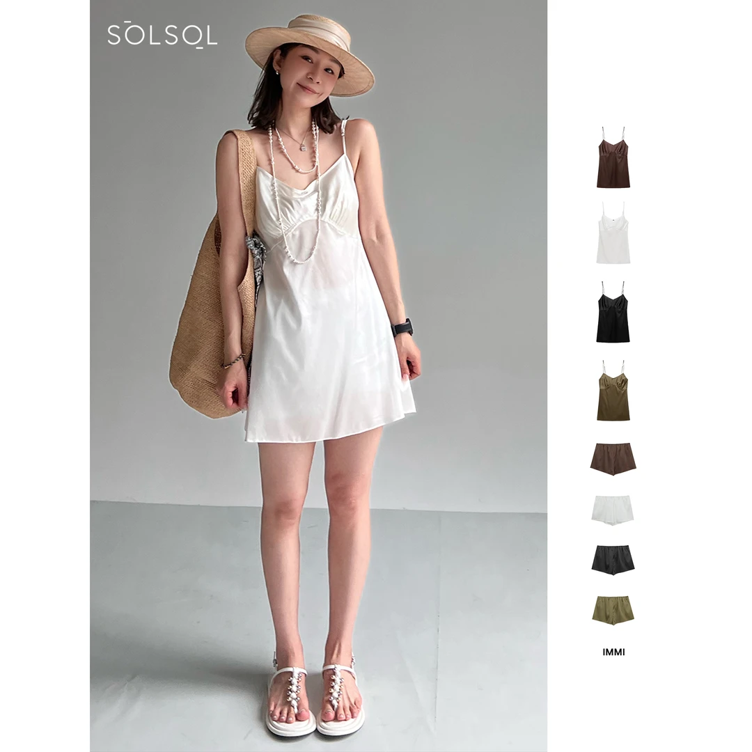 IMMI  设计师品牌 25春夏新品 缎面弹力真丝吊带连衣裙  SOLSOL