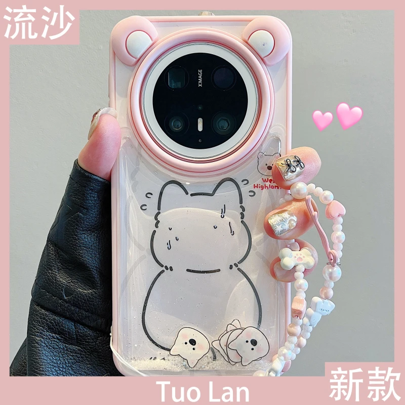 适用华为mate70pro+手机壳流沙滑块mate60可爱西高地狗狗pura70女