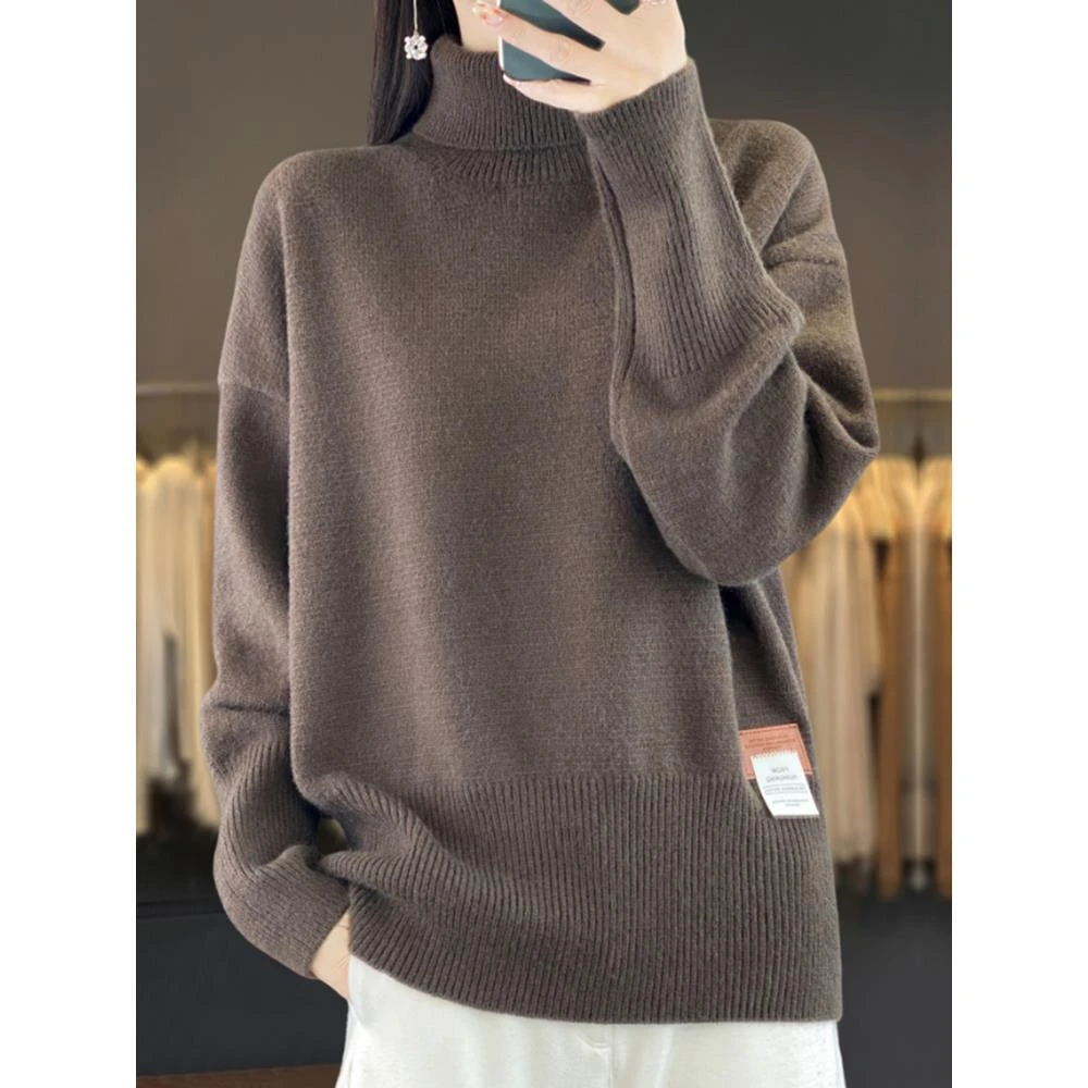 皮尔卡丹胖mm秋冬大码高领女士毛衣2025新款洋气内搭可外穿针织打