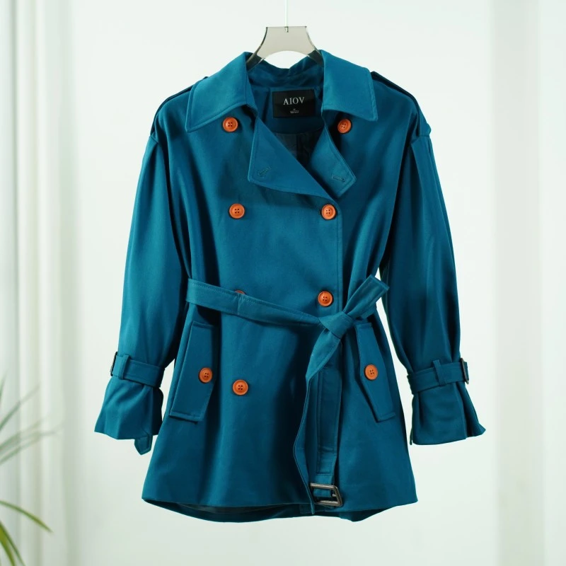 【艾OW】O-460  女装春季时尚风衣外套墨绿色AWH23CA02267