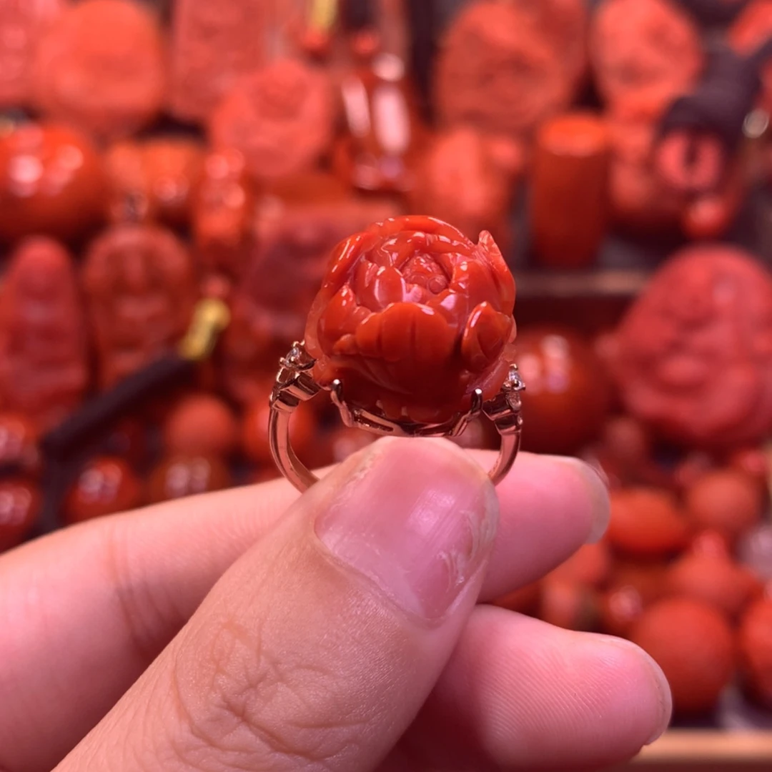 【闪购商品】银S925镶嵌戒指南红玛瑙L***y