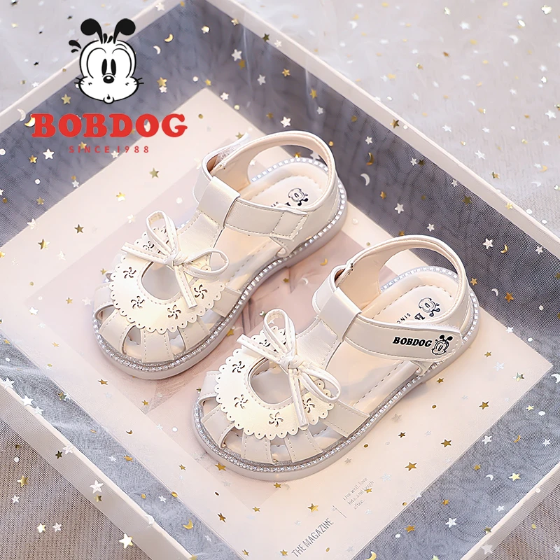 巴布豆儿童凉鞋2025夏季新款防滑洋气包头镂空中大童软底公主鞋