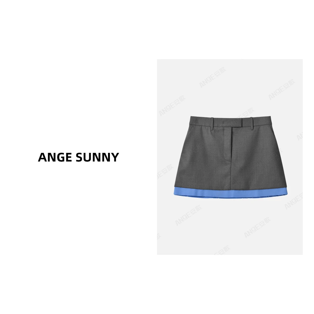 ANGE SUNNY【字母拼接半裙】知识分子时尚百搭刺绣撞色半身裙