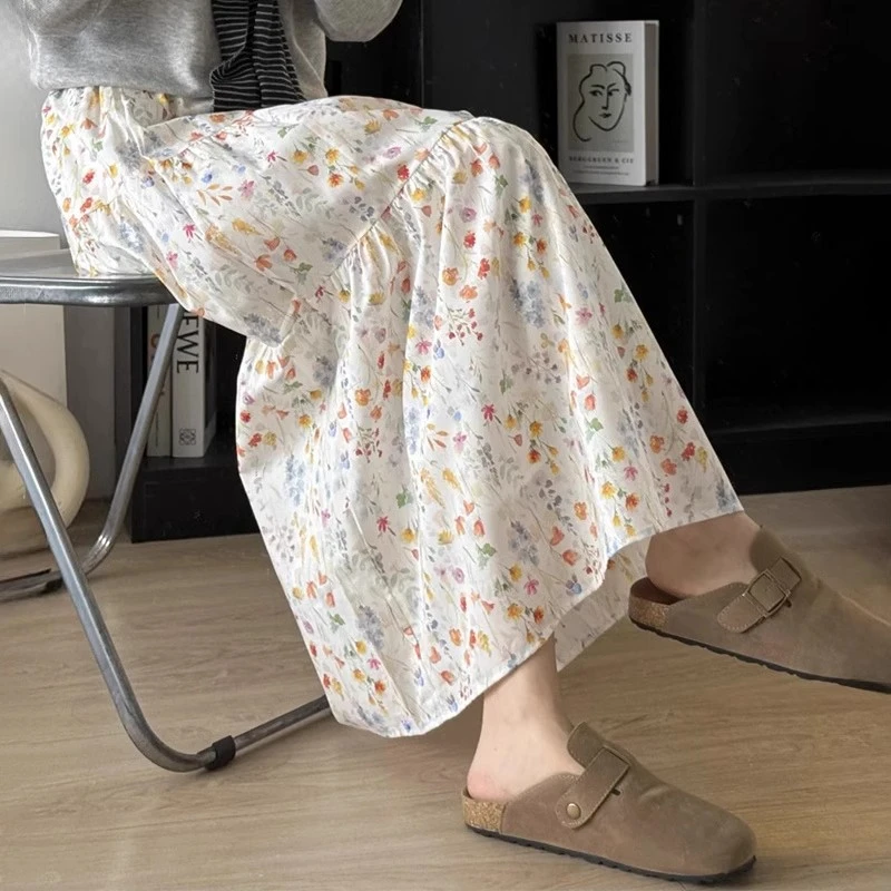 碎花半身裙2025夏季新款大码梨形身材微胖mm显瘦遮肚中长款蛋糕裙