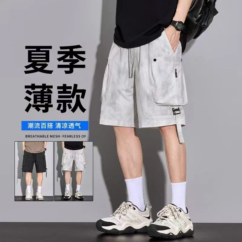 潮牌夏季薄款短裤男士夏天宽松休闲短裤男款宽松工装裤欧若智性风