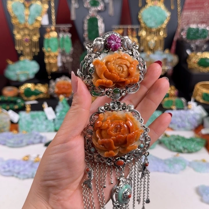 翡翠银S925镶嵌颈饰吊坠