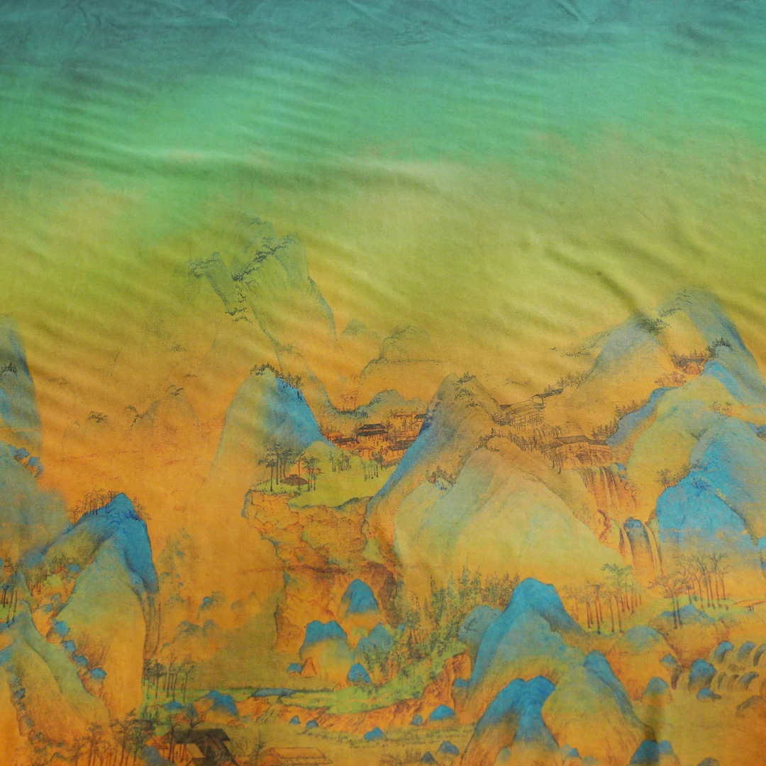 【绫罗绸缎】 千里江山图重缎【1份0.5米，2米拍4份】