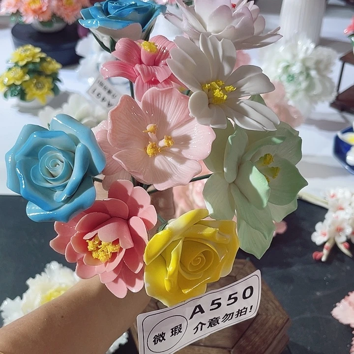 瓷片纯陶瓷手工捏花