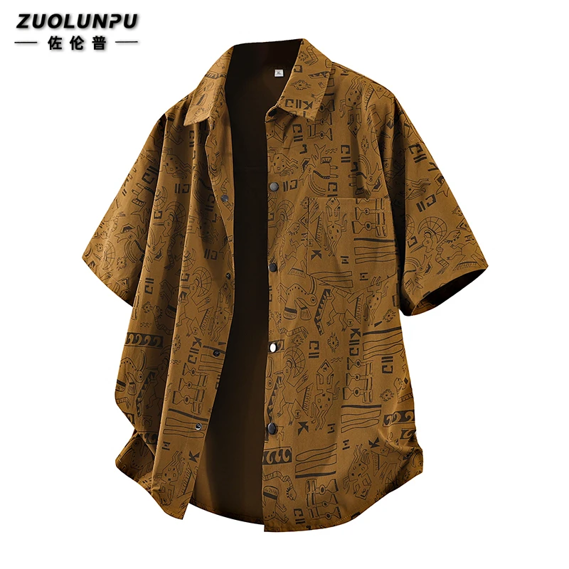 短袖衬衫男士休闲上衣2025夏季薄款透气宽松大码潮流百搭帅气衬衣