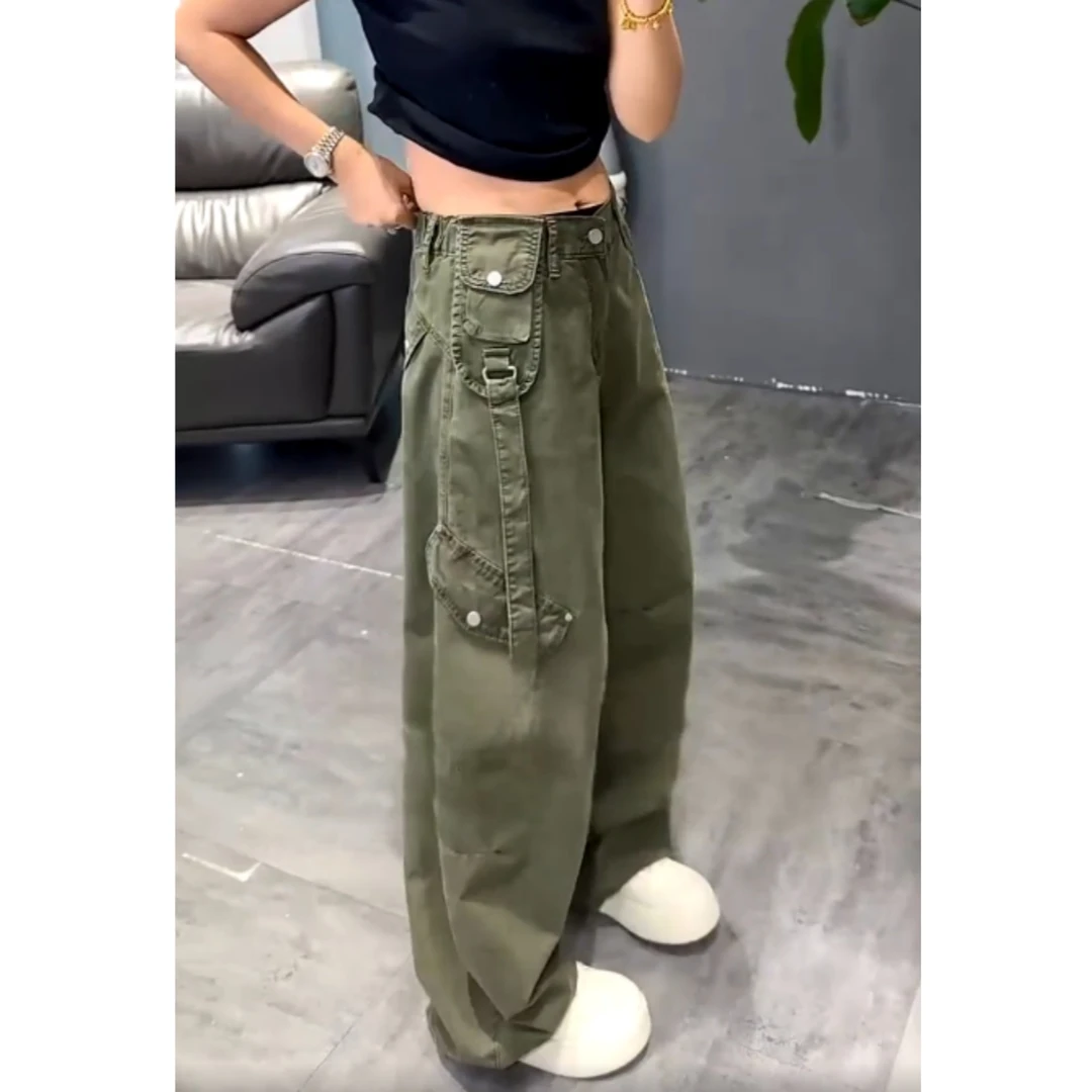 大码女装时尚爆款设计休闲长裤2025夏季新款百搭显瘦工装阔腿裤子