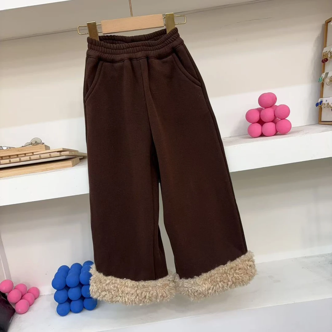 OR 2024秋冬新款裤脚拼接毛毛洋气加绒休闲裤 YD9263