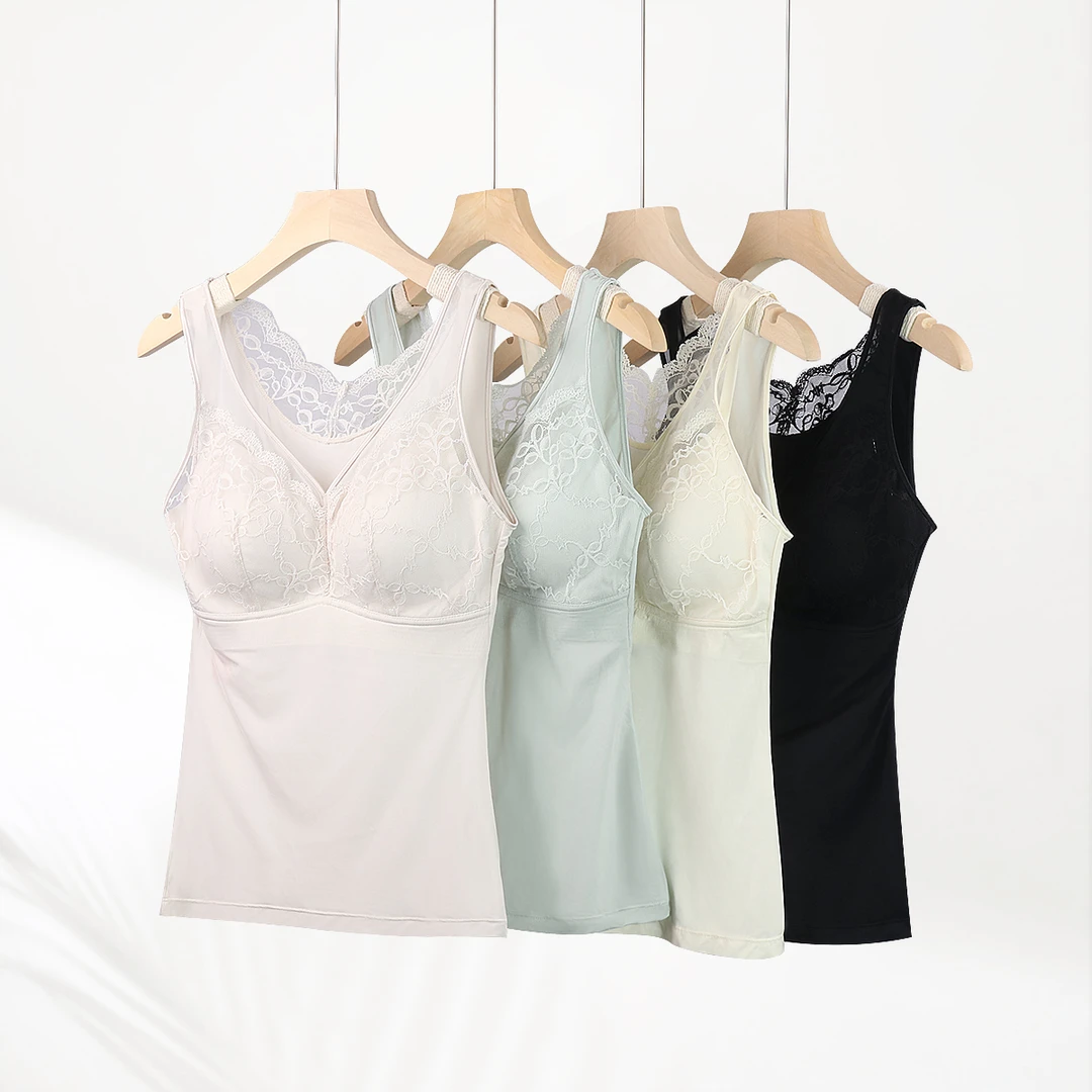 吊带背心美背蕾丝打底保暖修身无痕秋冬一体式免穿性感女士夏季