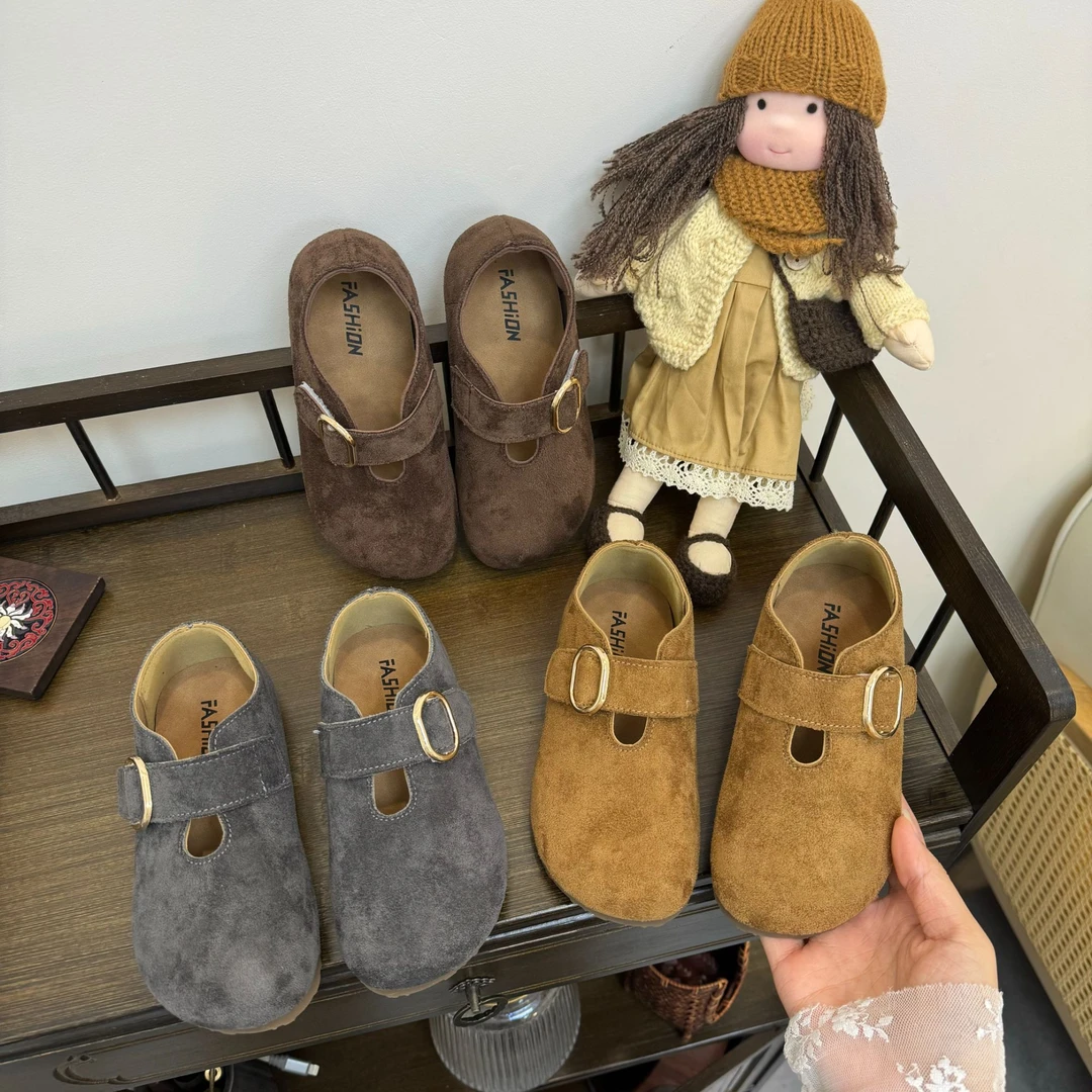 儿童勃肯鞋2025女童复古单鞋男童豆豆博肯鞋软底皮鞋QZX-9266