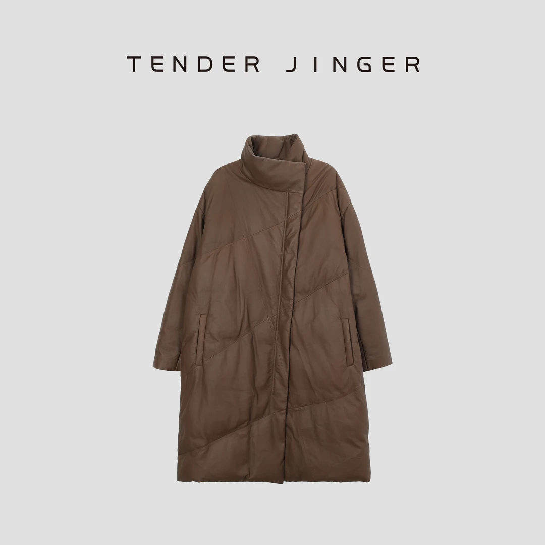 【黑标】女保暖立领长款廓形皮鹅绒服T44AKK79801