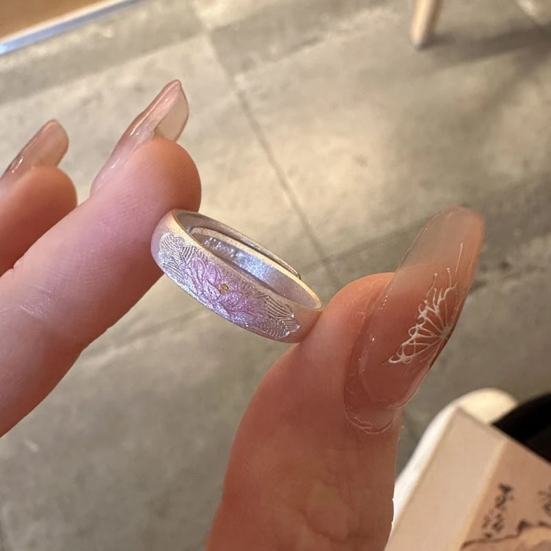 新款珐琅莲花戒指女2025款新中式小众设计高级感指环饰