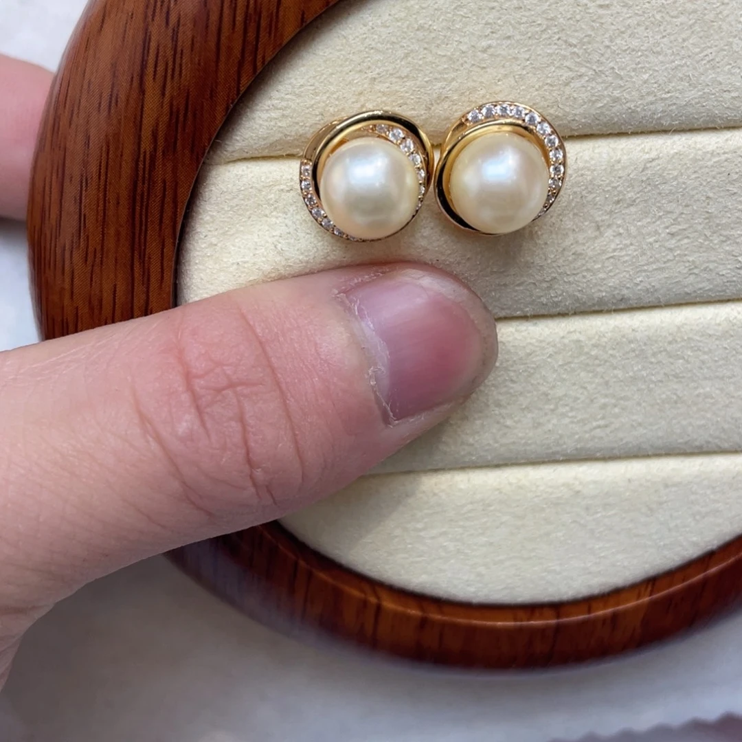 耳饰银S925镶嵌海水珍珠