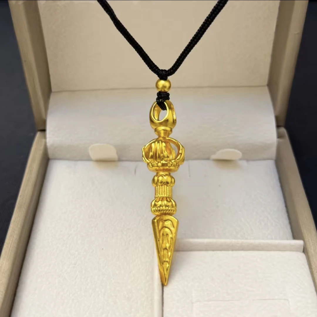 合金吊坠 十字金刚杵实心立体男女精工轻奢时尚百搭手工挂坠金色