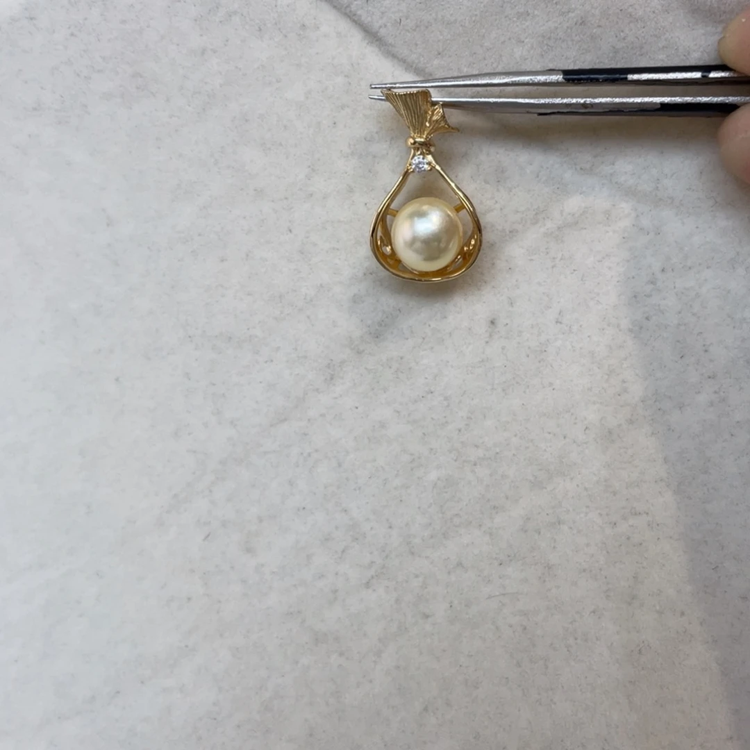 银S925镶嵌海水珍珠吊坠(不含链)