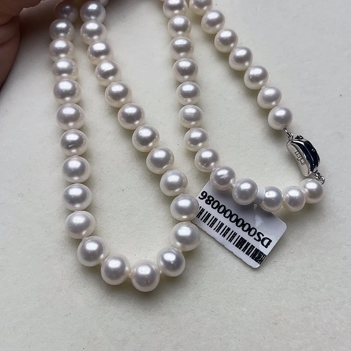 淡水珍珠银S925镶嵌颈饰卡8➕高品极光冷白