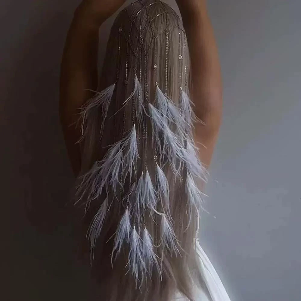 白色羽毛发箍GH29浮力夏羽墨饰品链接女孩钢琴走秀儿童饰品