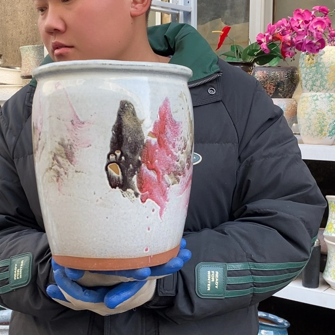 紫砂花盆口20高25瑕疵