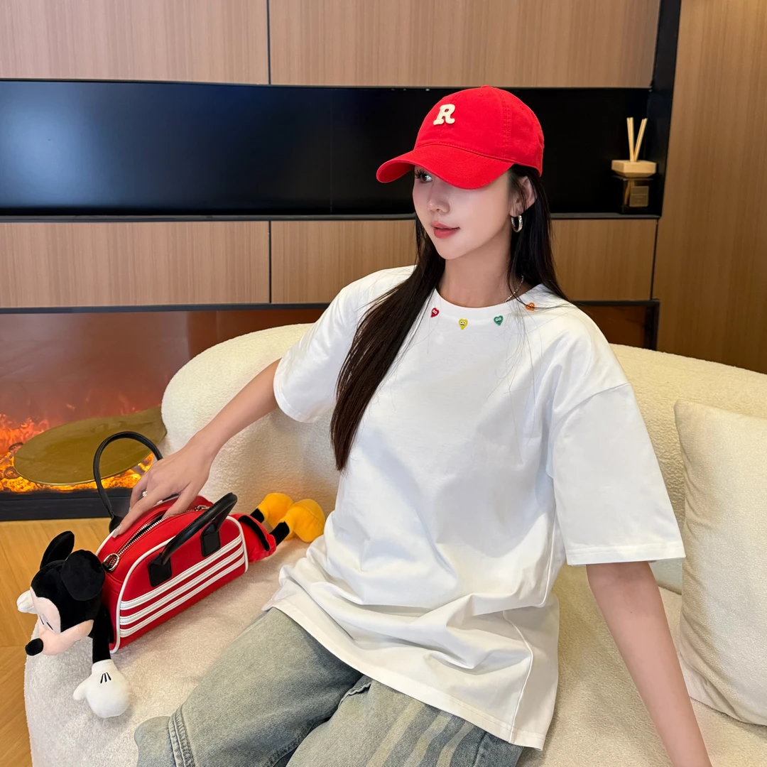 【甜美少女】新款情侣时尚潮流休闲风百搭运动印花圆领简约短袖09