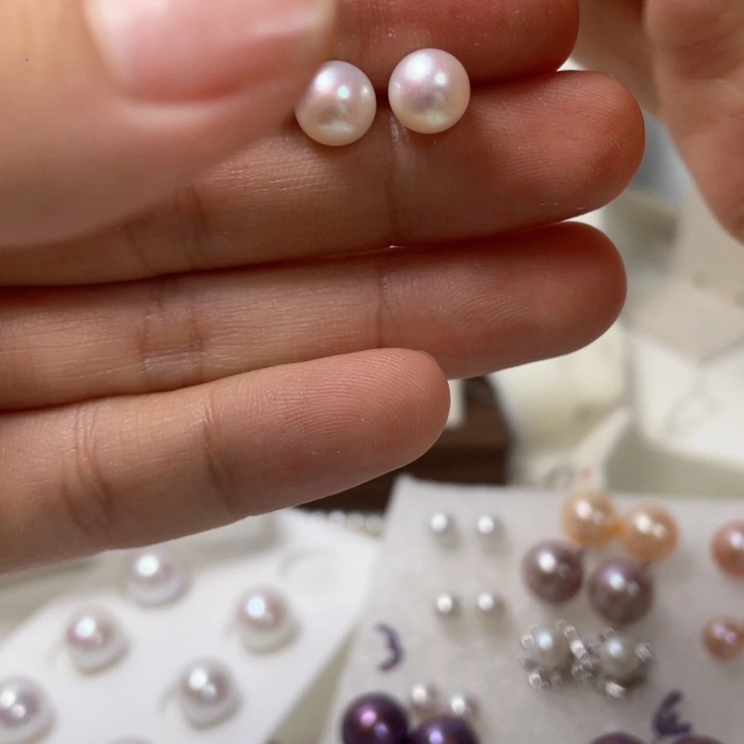 银S925镶嵌淡水珍珠耳饰