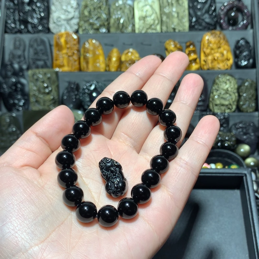 黑曜岩手串未镶嵌?*柠定制