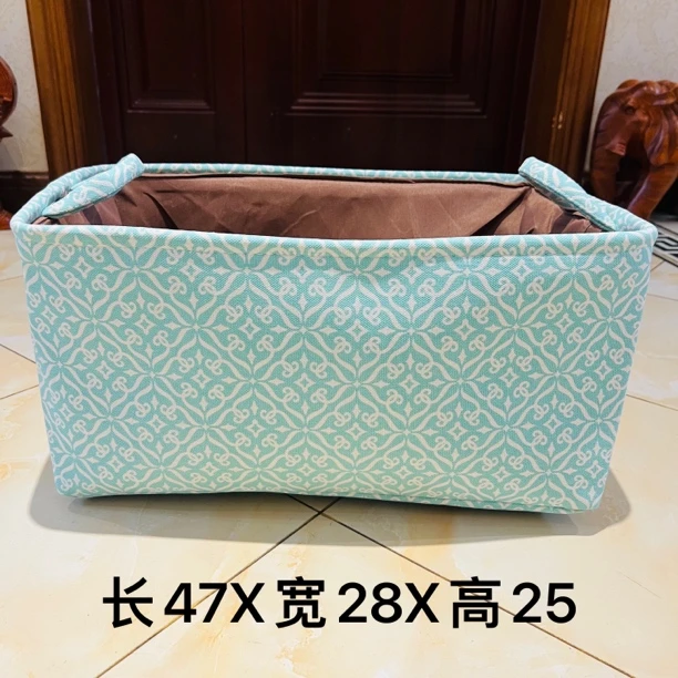 40升【北欧简约风】绿色 欧式藤蔓小花纹（开口）家用收纳筐简约