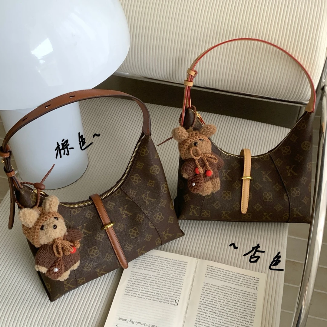 UK新款潮款时尚休闲复古高级感百搭女式可单肩斜挎耐磨软皮饺子包