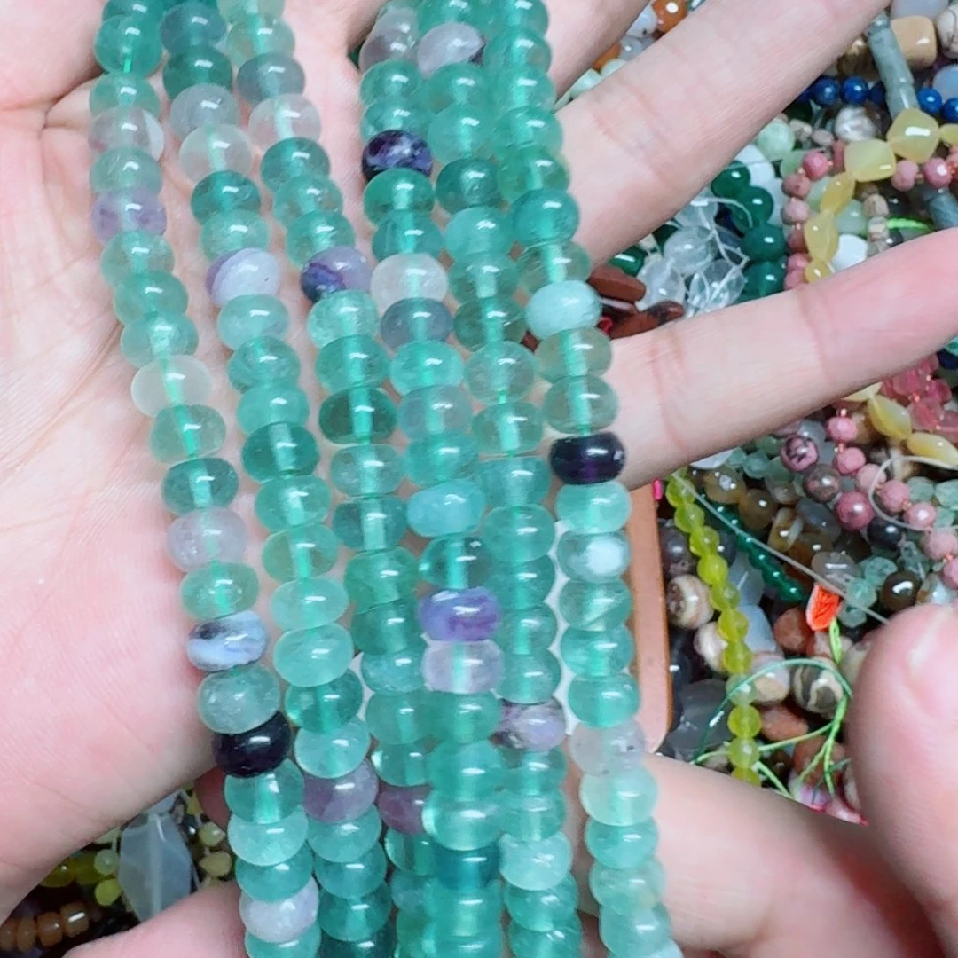 玛瑙/玉髓合金珠宝半成品8彩萤石算盘一条