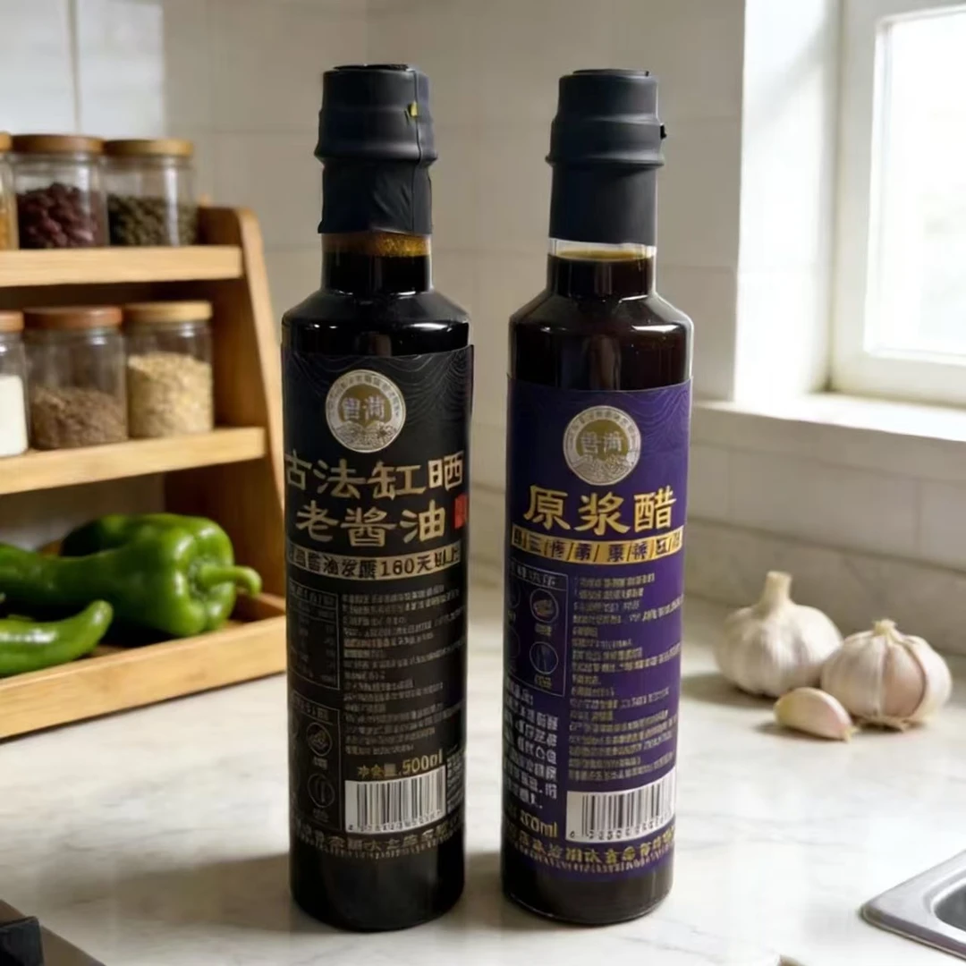 鲁菏鲜之味酱油醋组合 500mlx2瓶装 180天缸晒发酵 0添加纯粮酿造