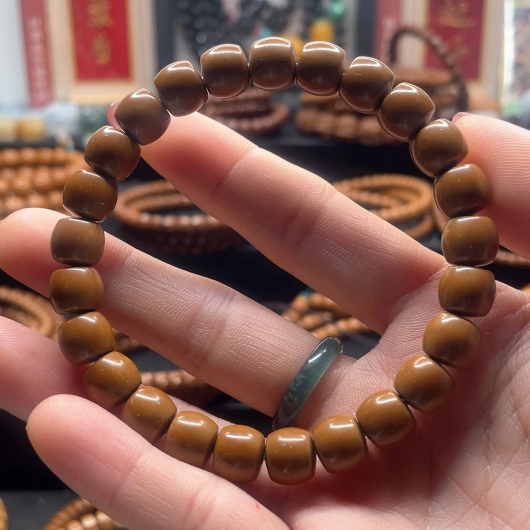 紫金鼠手串小****?9*8实心弧切手串