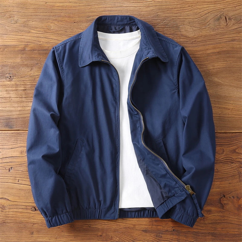 美式复古做旧商务青年翻领双层夹克外套男 秋冬户外工装水洗上衣