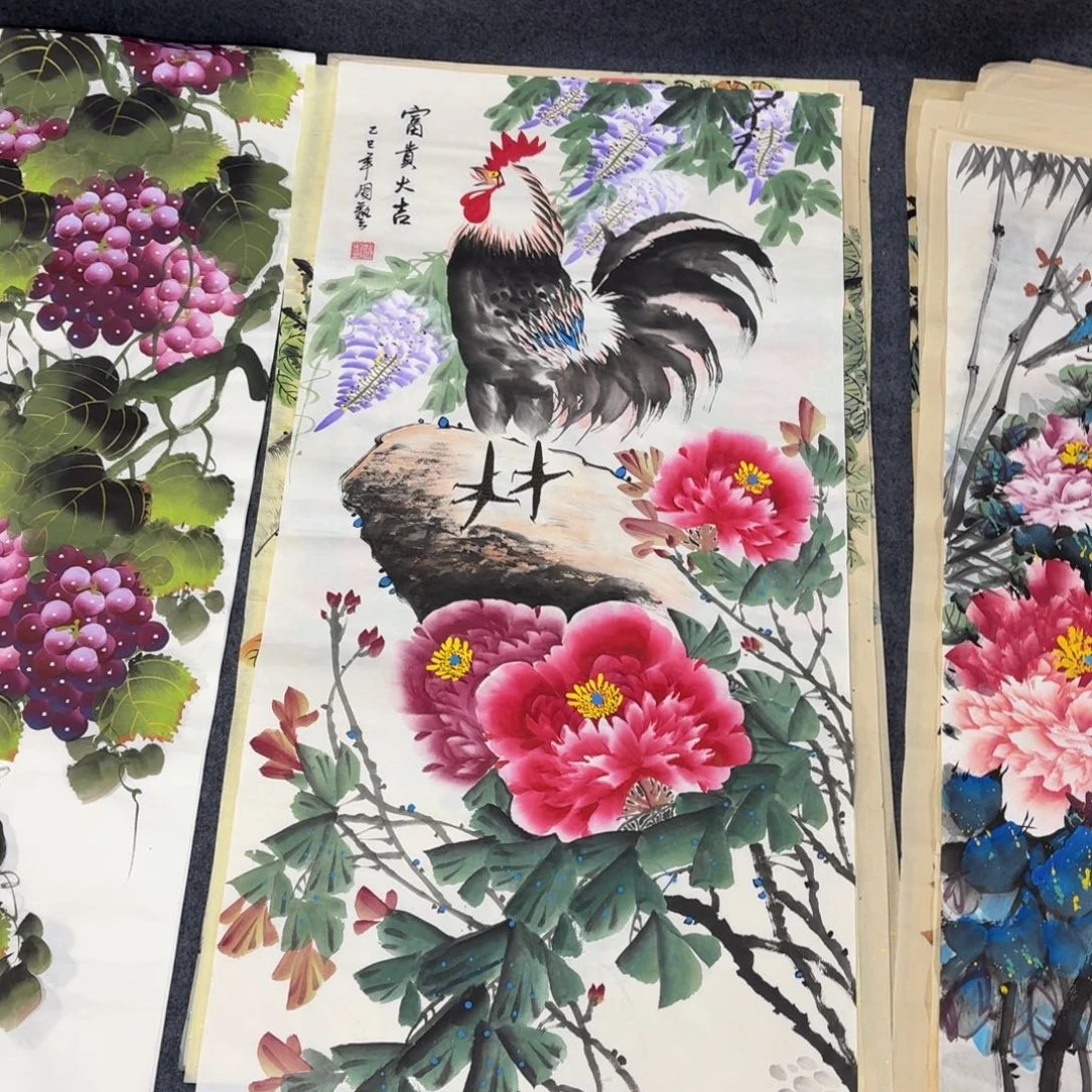 国画100×50手绘画画画